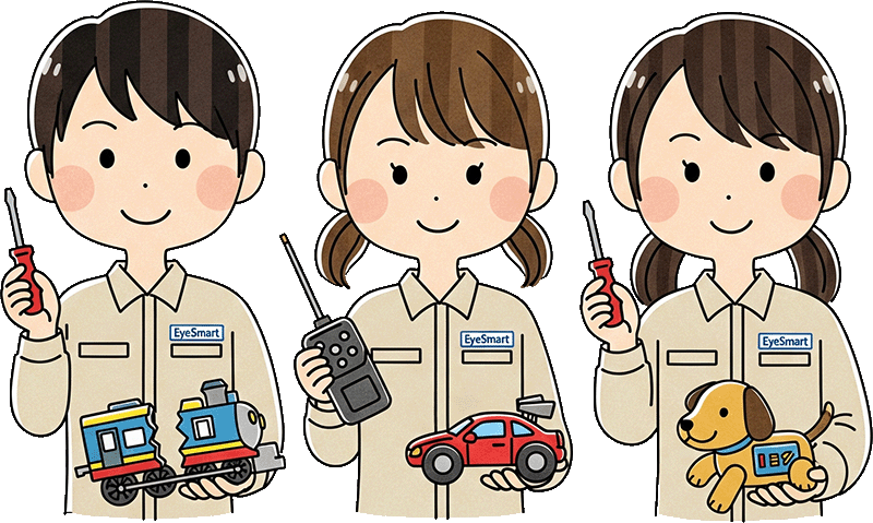 楽しそうに並ぶ3人のイラスト