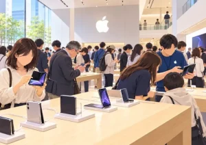 注目のiPhoneDuoは体験客が多かった